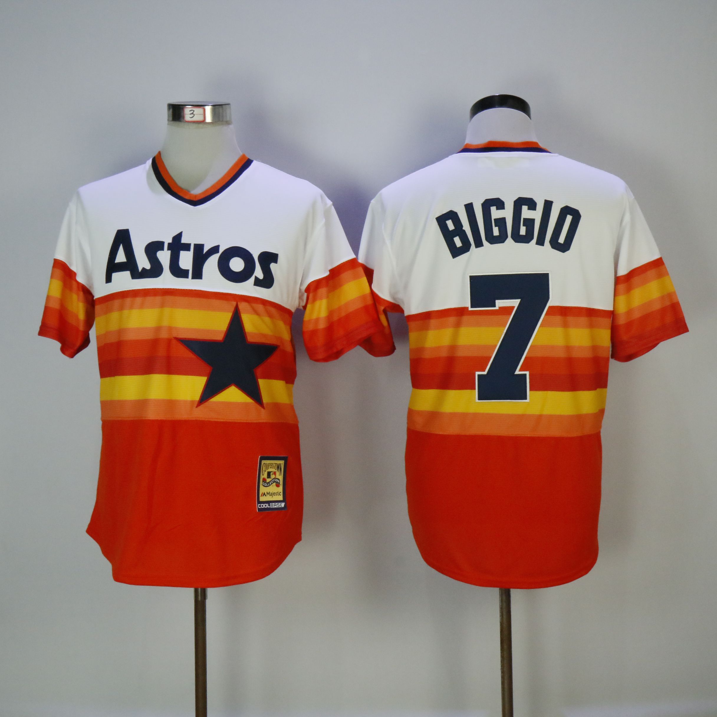 Men Houston Astros #7 Biggio Orange Throwback MLB Jerseys